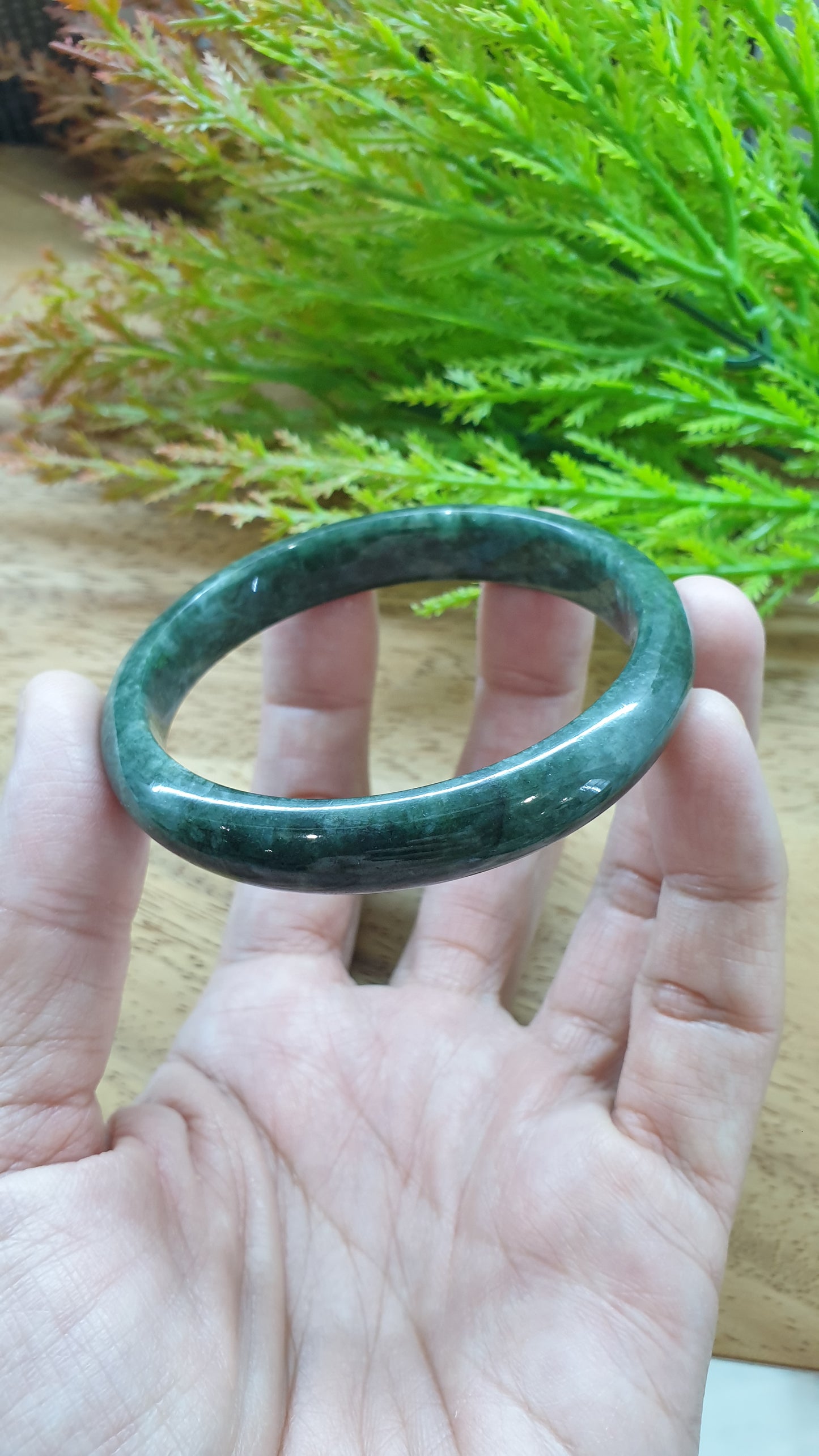 Jade Bangle S58.3 Type A Myanmar Jadeite Natural Forest Green