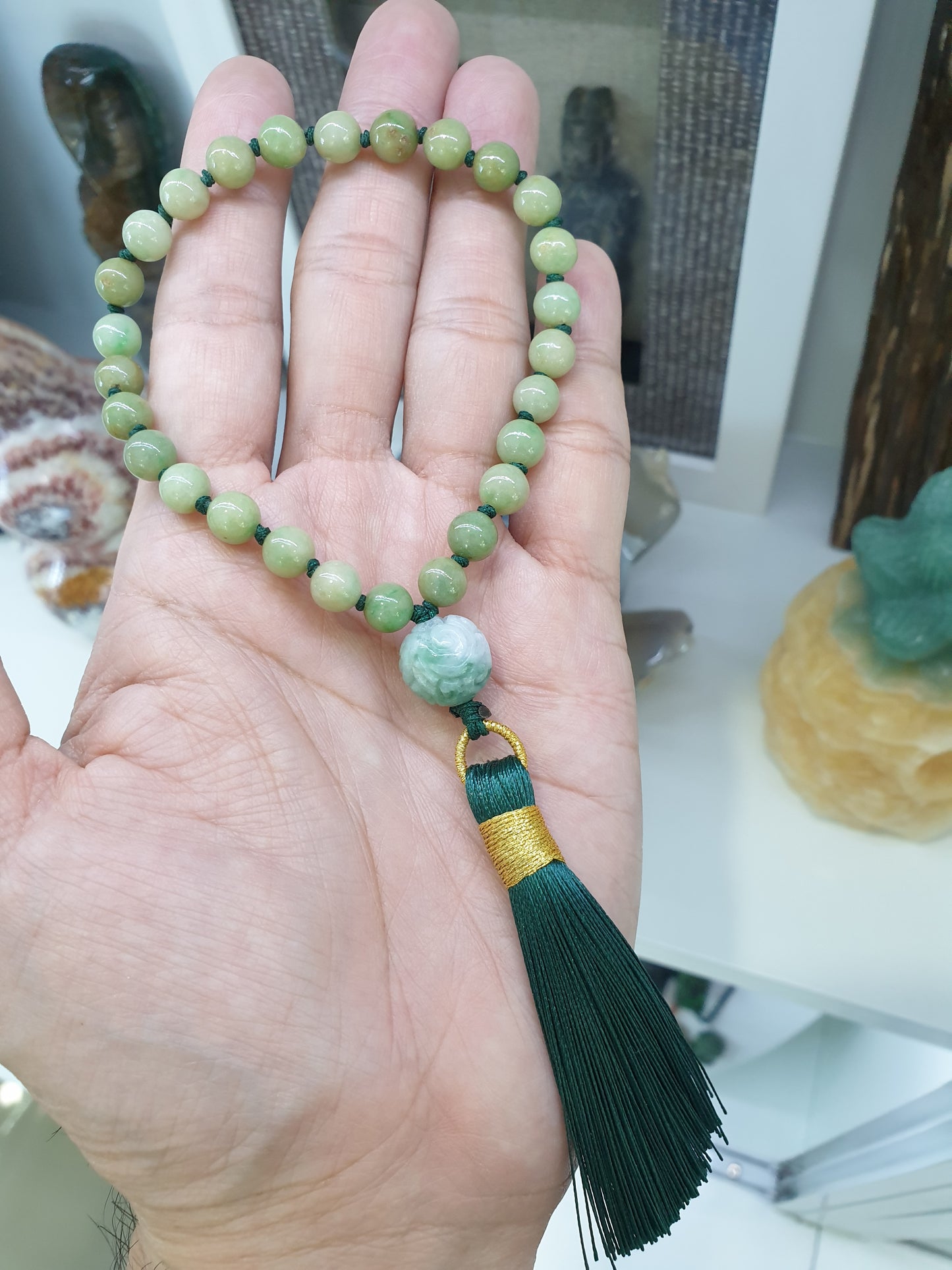 Jade Japa Mala | Vintage Beads - Type A Jadeite | Handcrafted Lucky Charms Ideal for Gifting 🎁