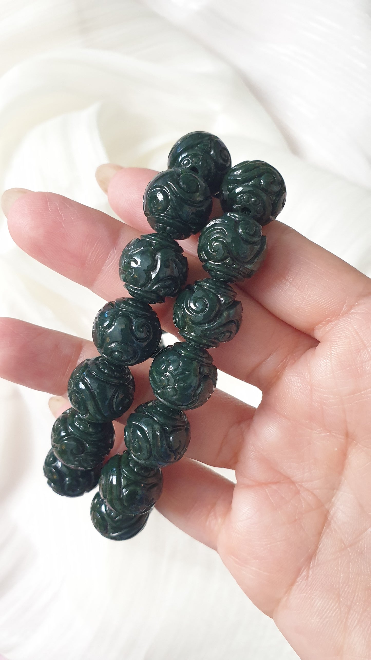 Black Green Jade Ru Yi Bracelets 17cm Fei Cui Myammar Jadeite Type A