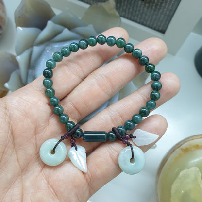 Multicharmed Deep Blue-Green Jade Bracelet | Type A Natural Jadeite