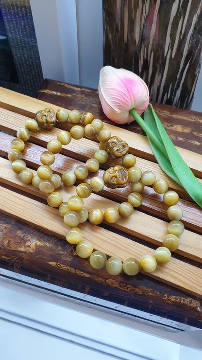 Tiger Eye Happy Buddha Prosperity Bracelets 17cm - Natural Stone Beads