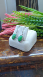 Apple Green Jade Sterling Silver Hook Earrings Fei Cui Type A Natural Jadeite
