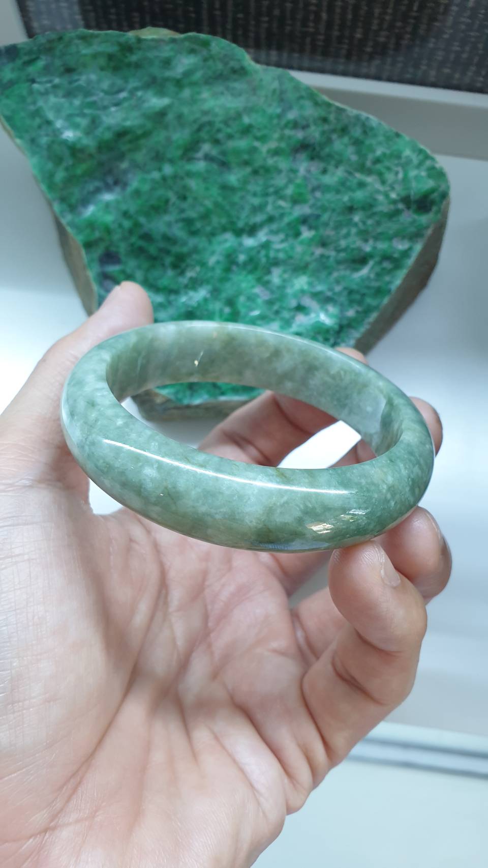 Jade Everyday Bangle S59 Type A Velvety Green Myanmar Natural Jadeite