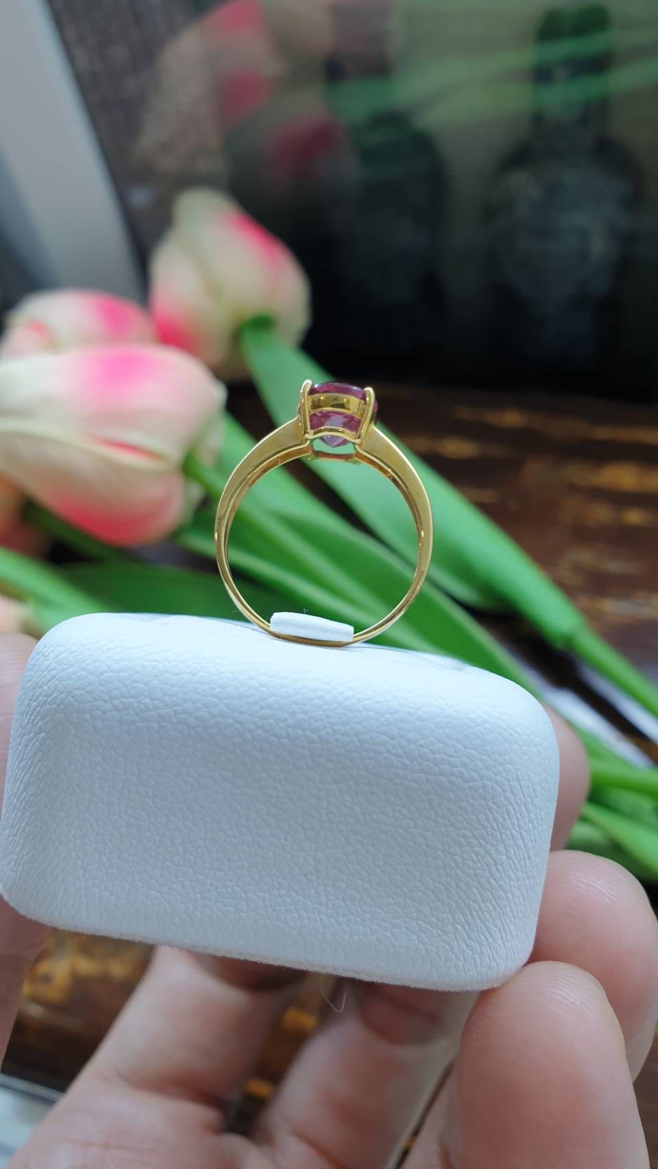 Pink Sapphire & 14K Gold Ring (7 US) | Solid Gold | Giftable🎁 Lady's Ring