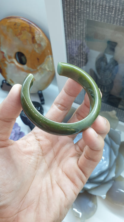 Jade Cuff Bangle Size 54 - 55 Type A Honey-Green Jadeite
