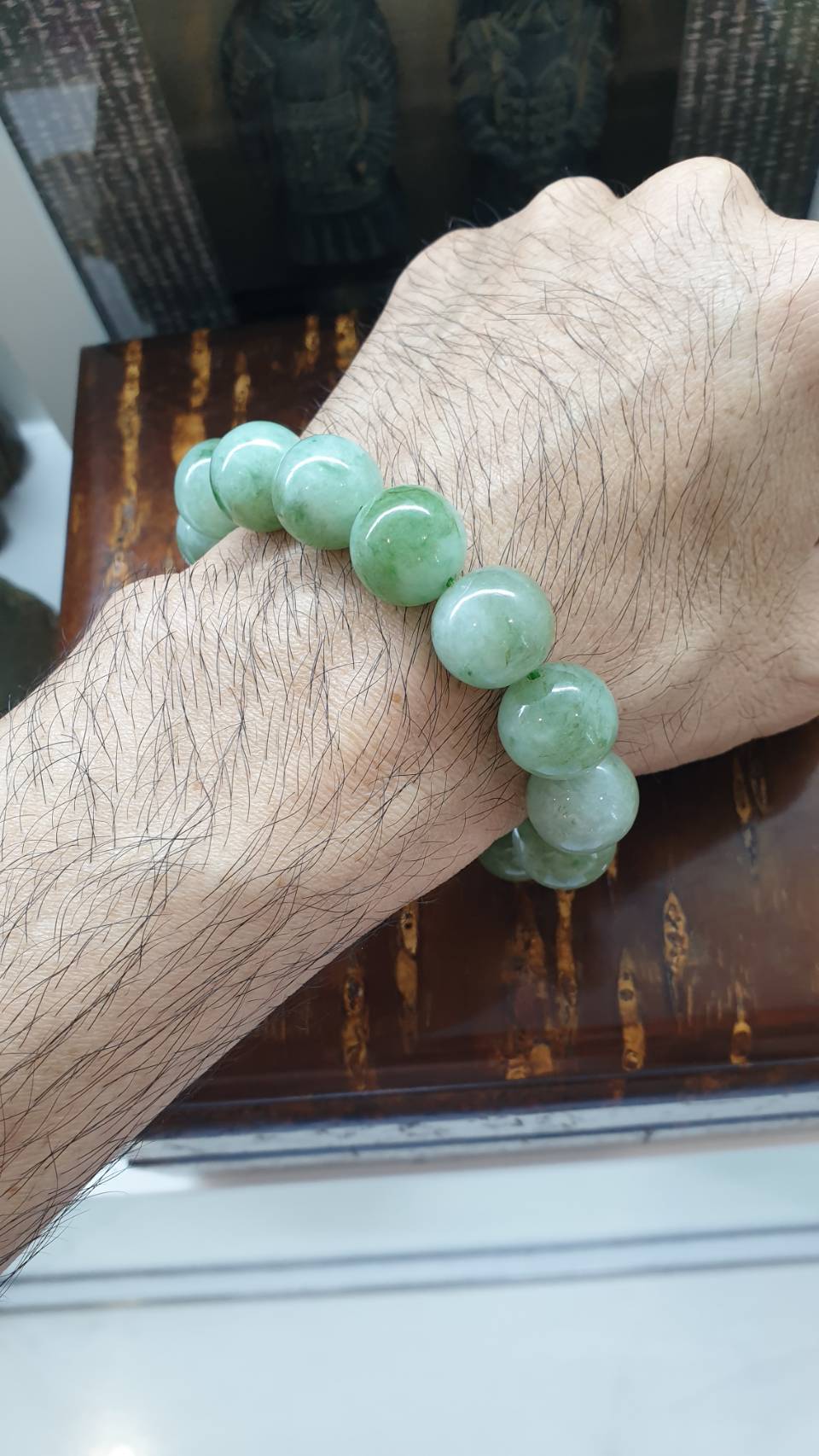 2-Toned Green Jade Bracelet (18 cm) | Type A Natural Jadeite Beads | His or Hers Wrist Accessory