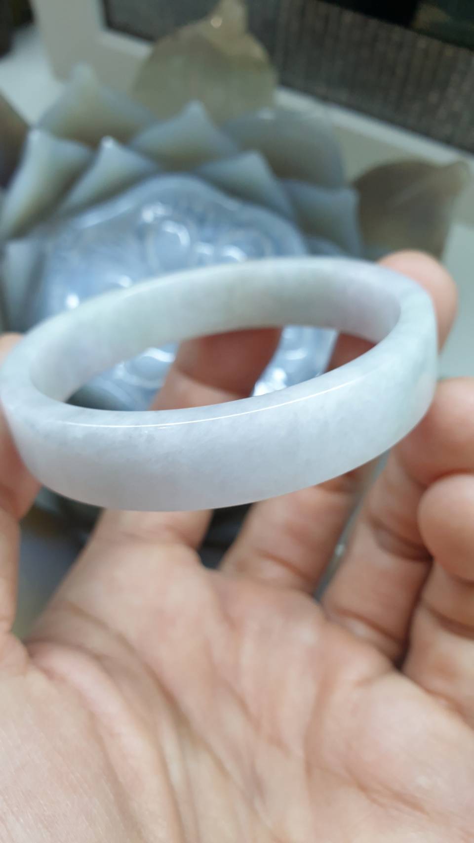 Jade Princess Bangle S52.7 Misty Lavender Fei Cui Type A Myanmar Jadeite