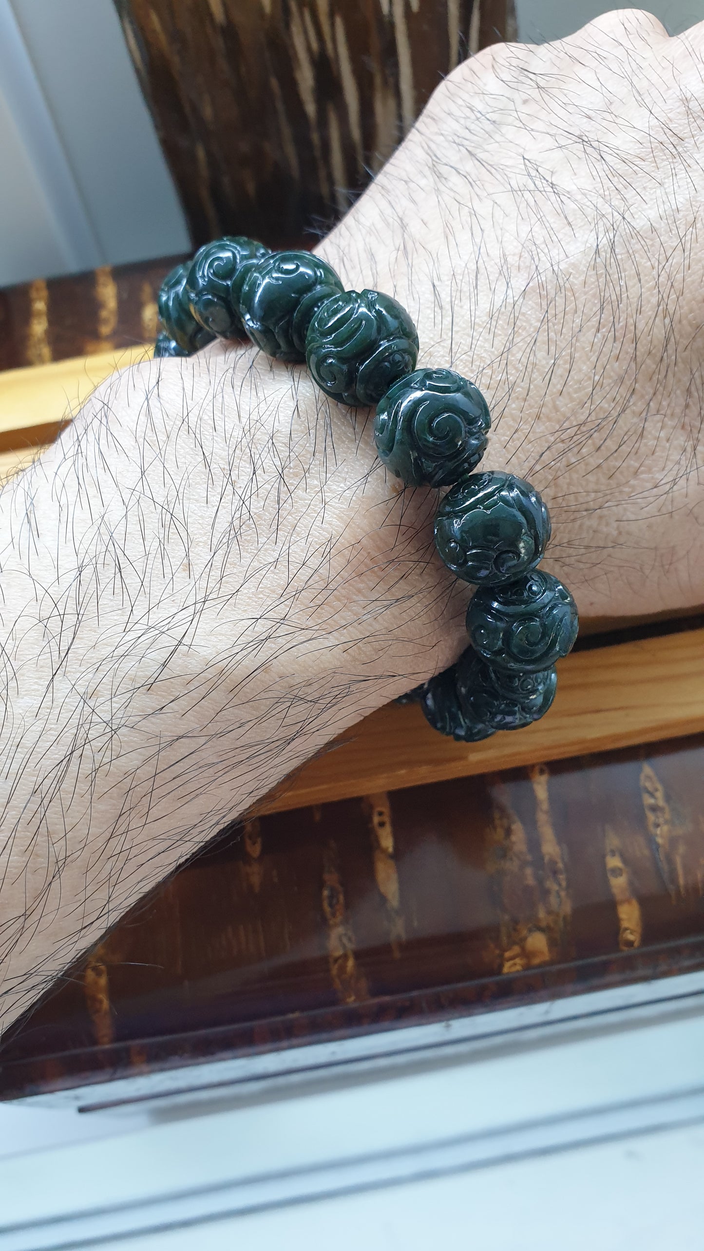 Black Green Jade Ru Yi Bracelets 17cm Fei Cui Myammar Jadeite Type A