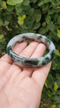 Jade Vintage Bangle S59 Black Moss Green Fei Cui Type A Myanmar Jadeite