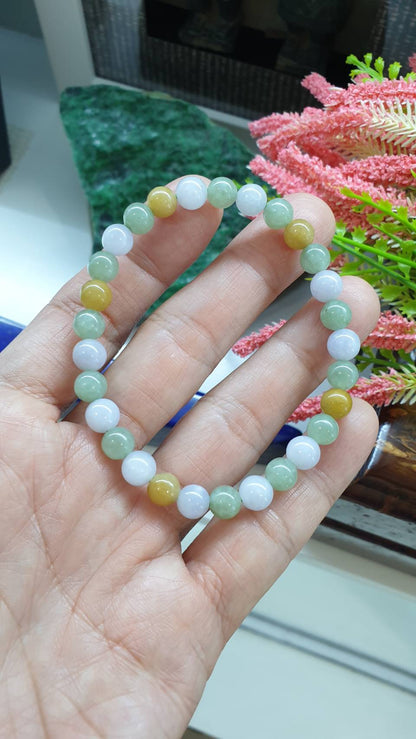 Hok Lok Siew 7mm Jade Beads Bracelet 17cm Type A Natural Myanmar Jadeite