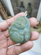 Jade Happy Buddha Pendant | Fei Cui - Natural Jadeite & Sterling Silver | Wealth & Fortune Jewelry