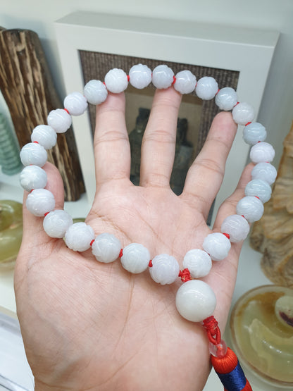 Jade Japa Mala | White Lotus Beads - Type A Jadeite | Handcrafted Lucky  Charms Ideal for Gifting 🎁