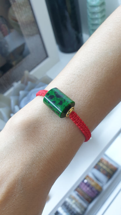 Mawsitsit Stone Red Thread Bracelet 24K Gold Spacers Handcrafted