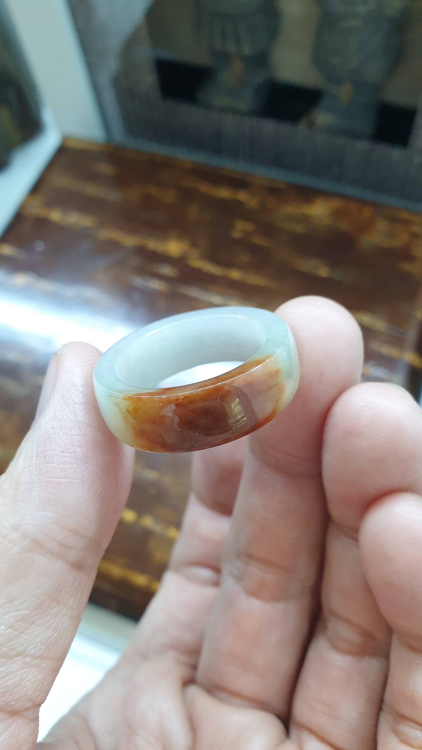 Two Toned Jade Ring Fei Cui Type A Natural Jadeite Size 11.5 US Rare