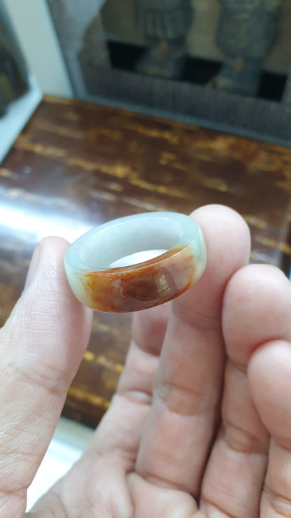 Two Toned Jade Ring Fei Cui Type A Natural Jadeite Size 11.5 US Rare