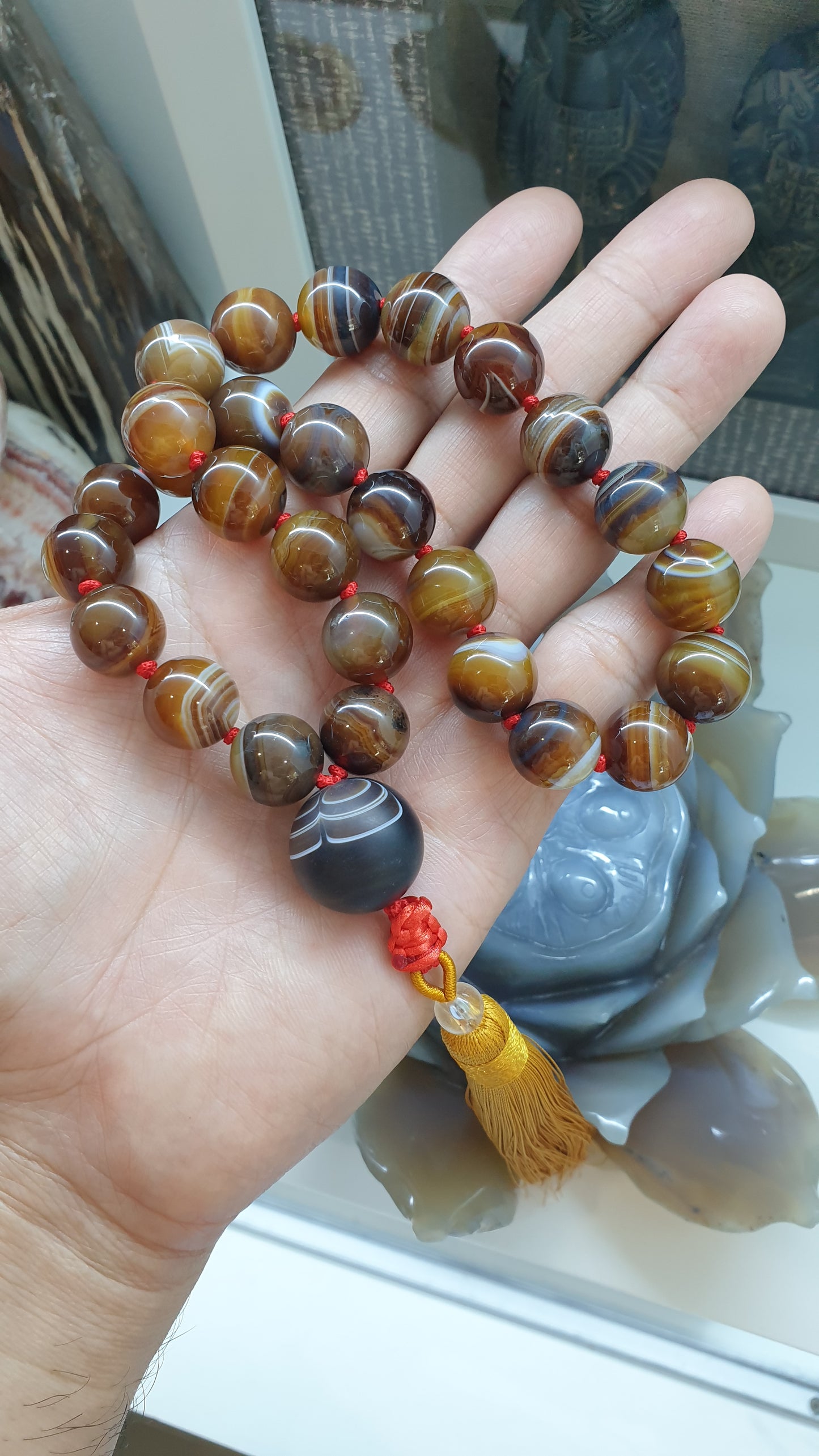 Tea Onyx Japa Mala | Natural Stones | Handcrafted Lucky  Charms Ideal for Gifting 🎁