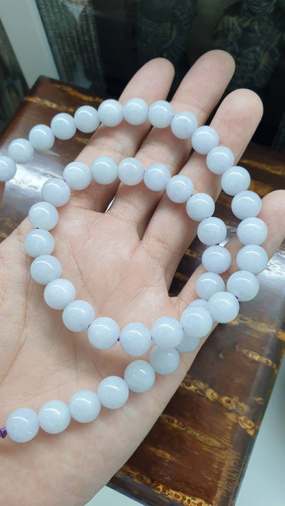Silky Lavender Jade Beads Necklace (20") | 9K White Gold Toggle | Type A Natural Jadeite