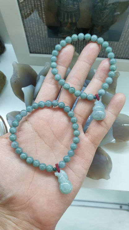 Jade Wu Lou Charmbracelets (17 cm) | Type A Natural Olmec Blue Jadeite