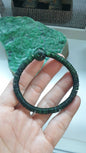 Unique Jade Bracelet 17cm Type A Disc and Ru Yi Beads Natural Green Myanmar Jadeite