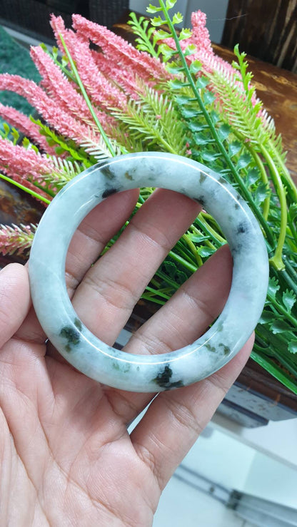 Jade Cylindrical Bangle S54 Type A Myanmar Jadeite Floating Honey Green
