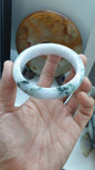 Moss in Snow Jade Everyday Bangle S63 Myanmar Natural Jadeite Type A