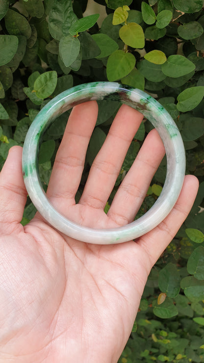 Plus Size Jade Bangle S82.8 Vibrant Green Fei Cui Type A Myanmar Jadeite