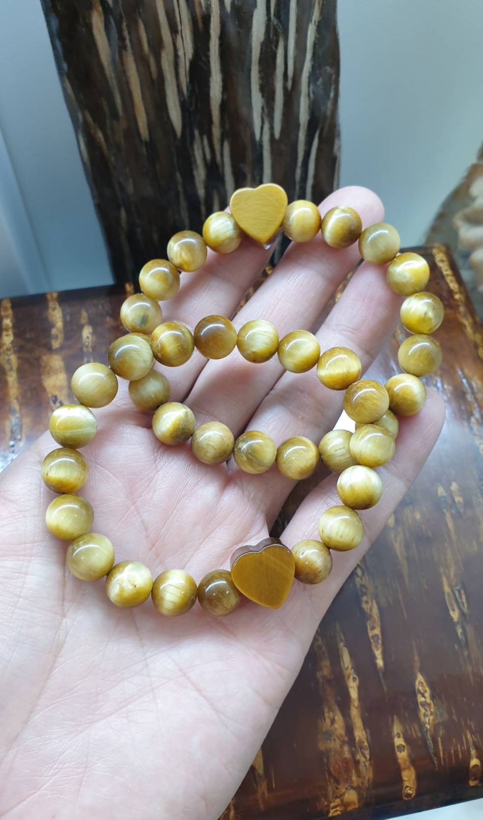 Tiger Eye Love Bracelets 17cm - Natural Honey Golden Stone Beads