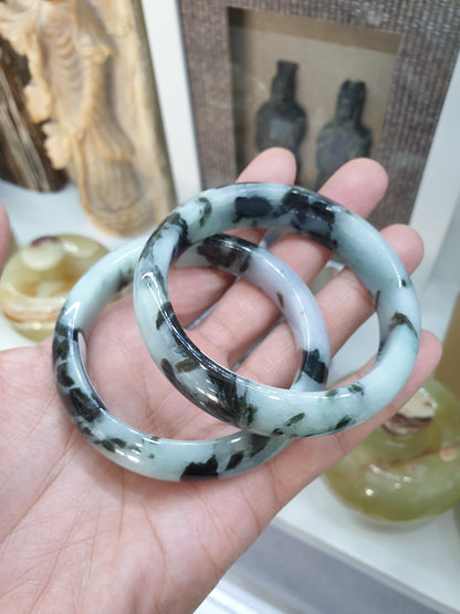 Rare Jadeite Bangles S55.5-59 Natural Lavender Green Black Jade