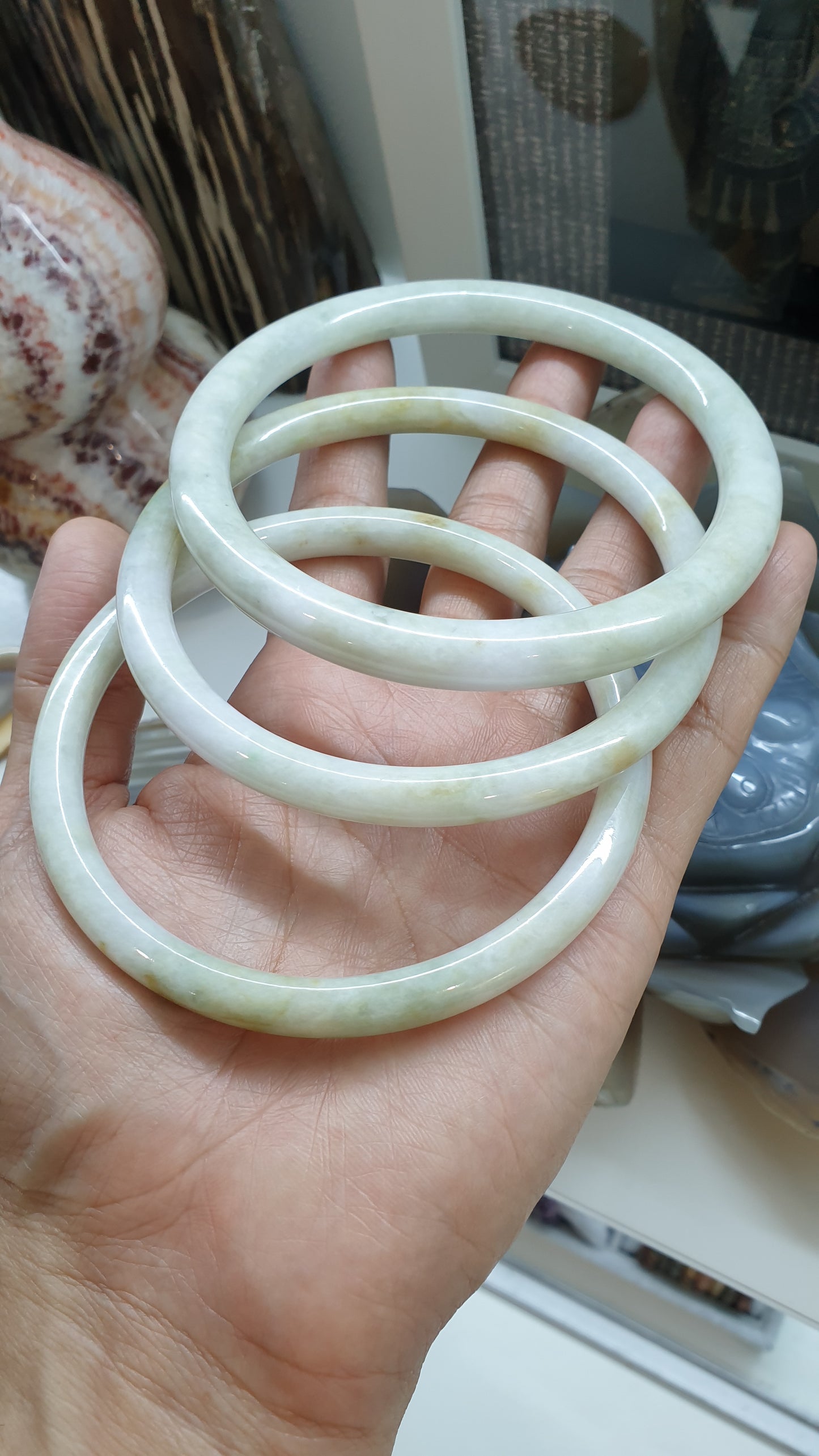 Jade Cylindrical Bangle (S 81 - 83) | Authentic Type A Jadeite | Vintage Jade Bracelet