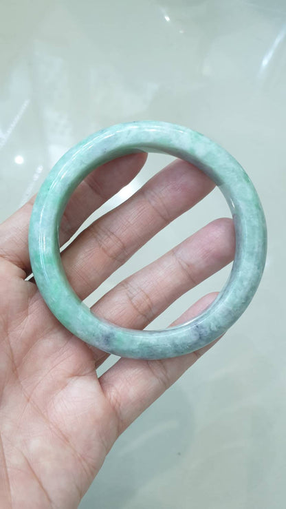Ash Green Jade Bangle S61 Fei Cui Type A Myanmar Jadeite
