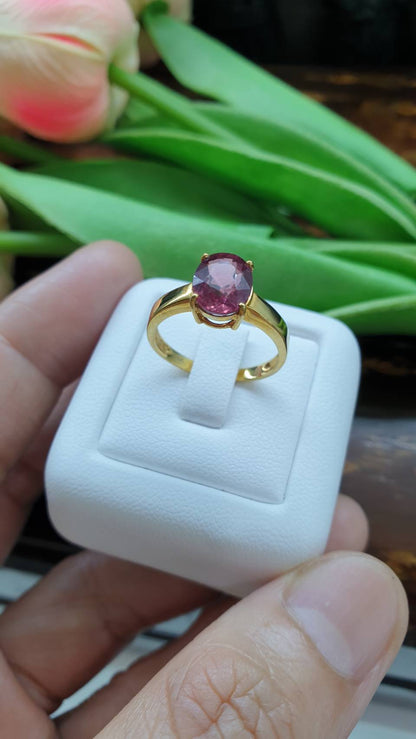 Pink Sapphire & 14K Gold Ring (7 US) | Solid Gold | Giftable🎁 Lady's Ring