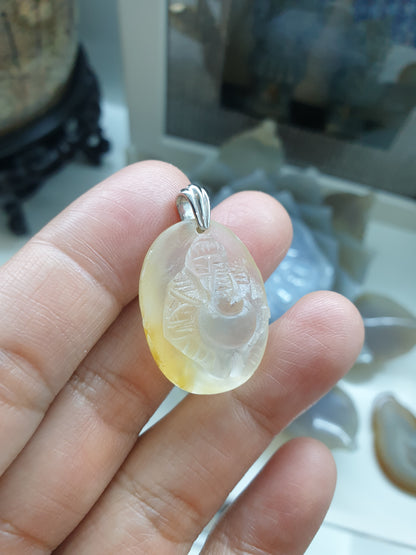 Ganesha Pendant | Natural Quartz | Authentic Sterling Silver