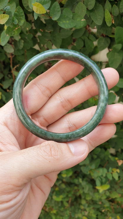 Jade Bangle S58.3 Type A Myanmar Jadeite Natural Forest Green