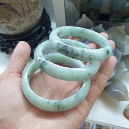 Marbled Blue Jade Bangle (S 60 or 61) | Type A Natural Jadeite | Lucky Charm Wrist Candy for Her