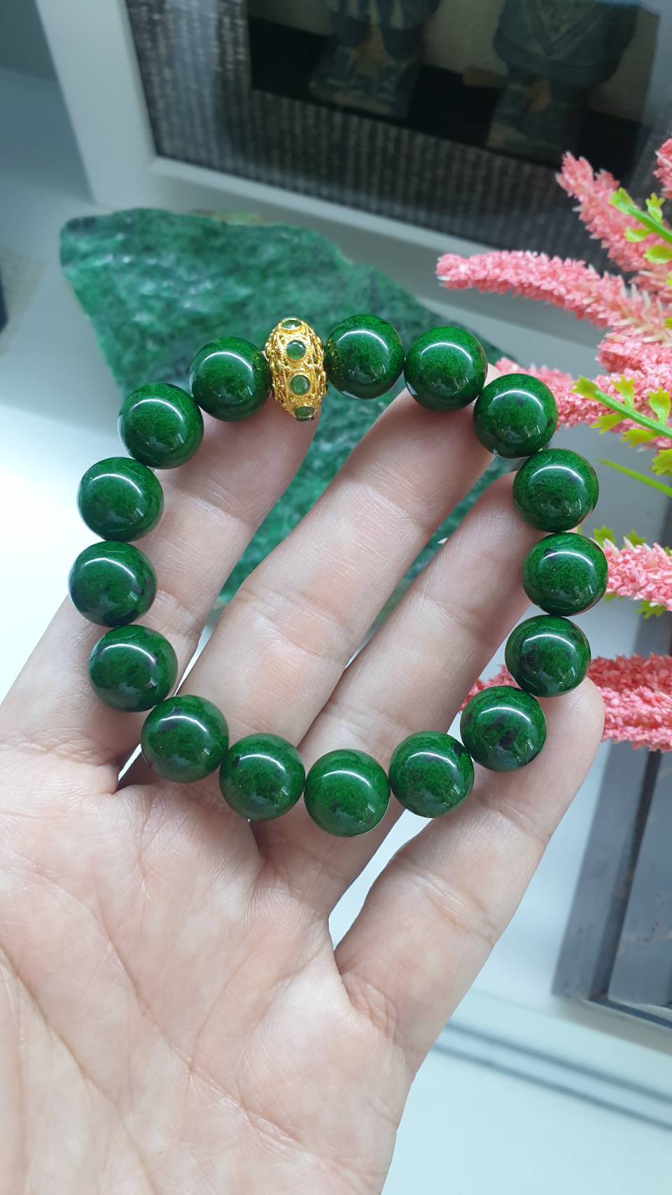Mawsitsit Charmbracelet 17cm Emerald on 18K Gold Vintage Charm