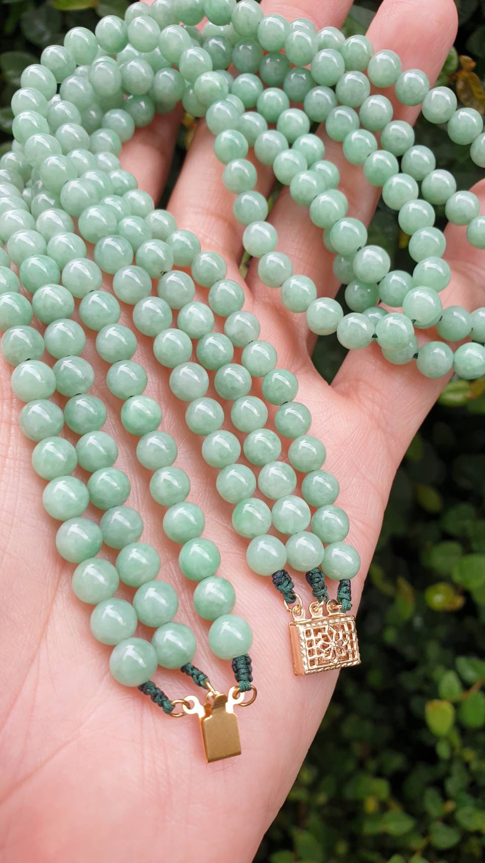 Multi-strand Jade Necklace 16-20inch Pastel Green Type A Myanmar Jadeite