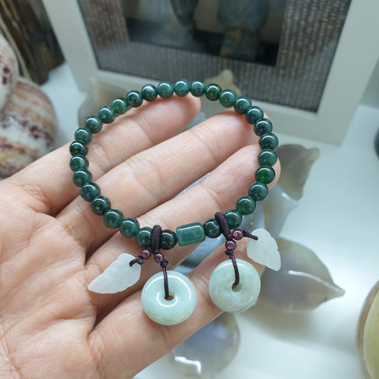 Multicharmed Deep Blue-Green Jade Bracelet | Type A Natural Jadeite