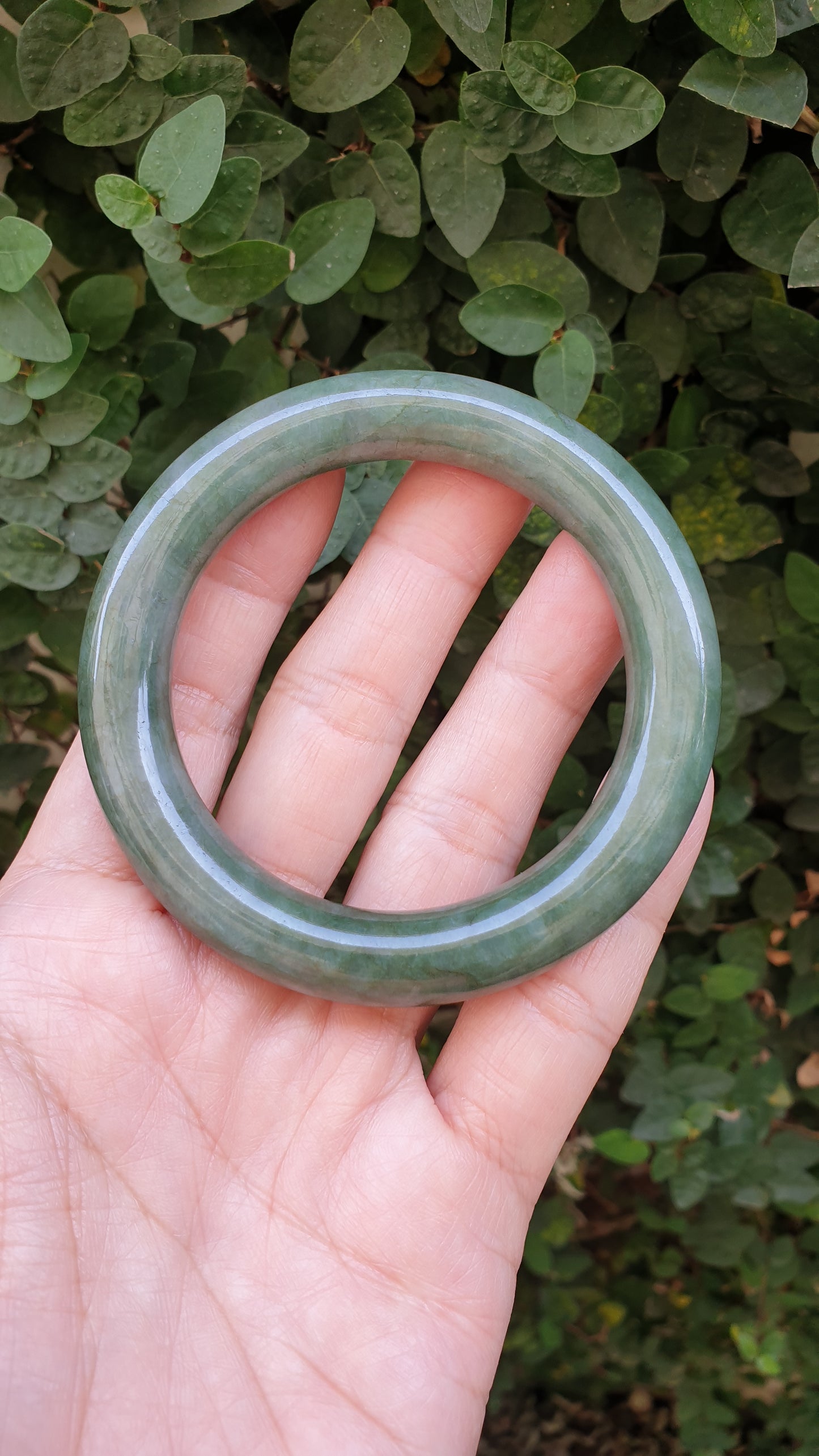Green Jade Cylindrical Bangle S57.5 Fei Cui Type A Burma Jadeite