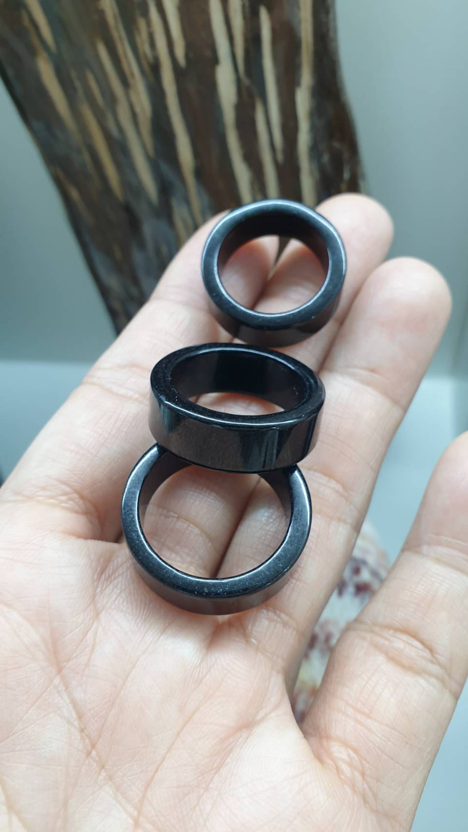 Type A Natural Chloromelanite Black Jade Domed Ring US 6.75 to 10.75