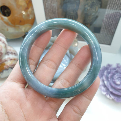 Blue Jade Bangle S62 and S62.5 Authentic Type A Natural Jadeite His or Hers Bracelet