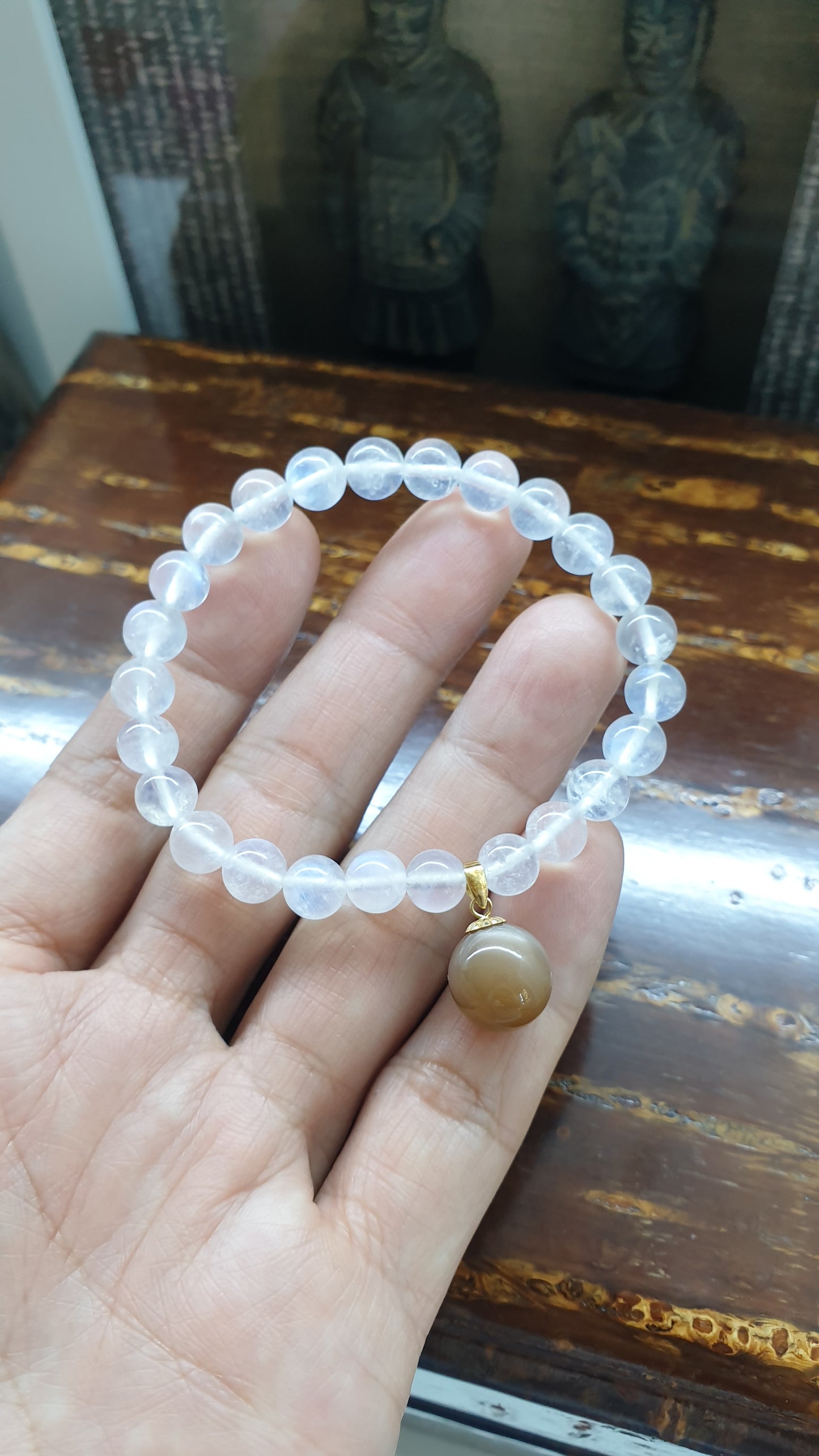 Moonstone Charmbracelet (16 cm),  Selection | Bead Charm in 18K Gold | Elegant Wristcandy For Her