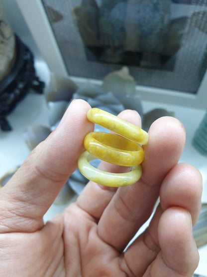 Yellow Jade Ring (Size Selections) Myanmar Type A Natural Jadeite