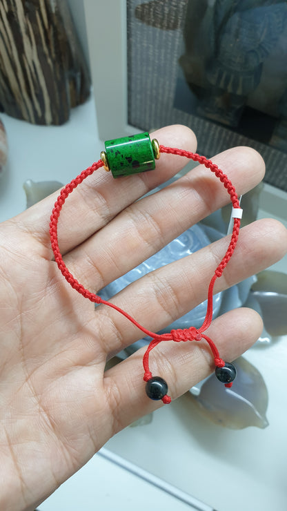 Mawsitsit Stone Red Thread Bracelet 24K Gold Spacers Handcrafted