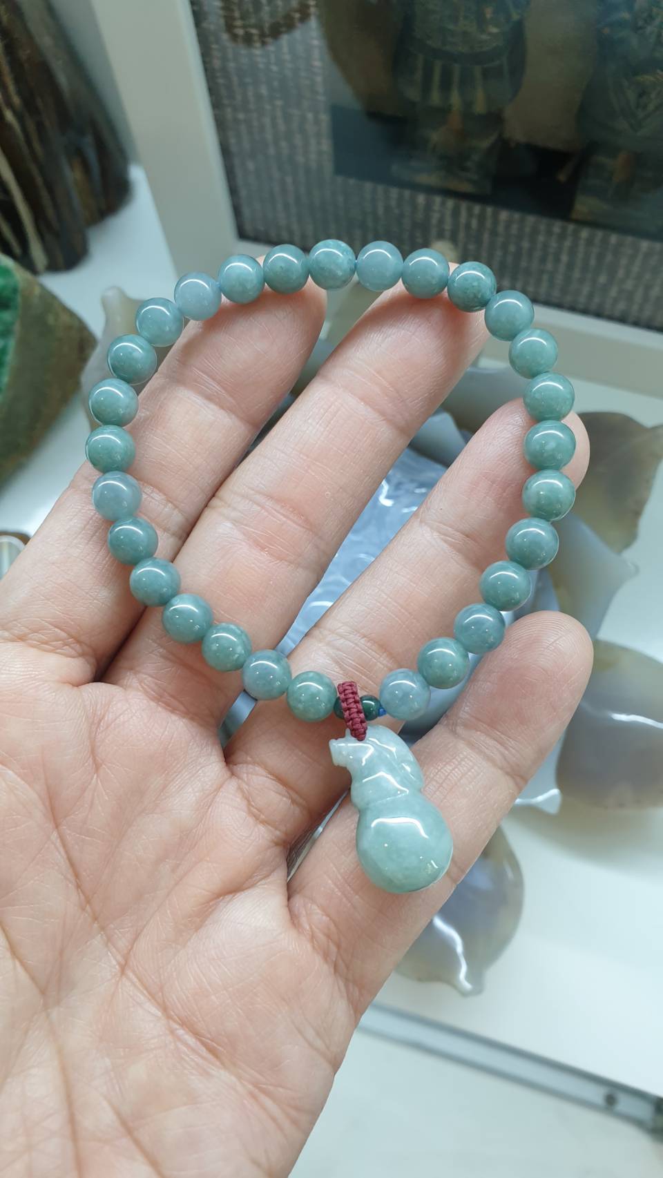 Jade Wu Lou Charmbracelets (17 cm) | Type A Natural Olmec Blue Jadeite