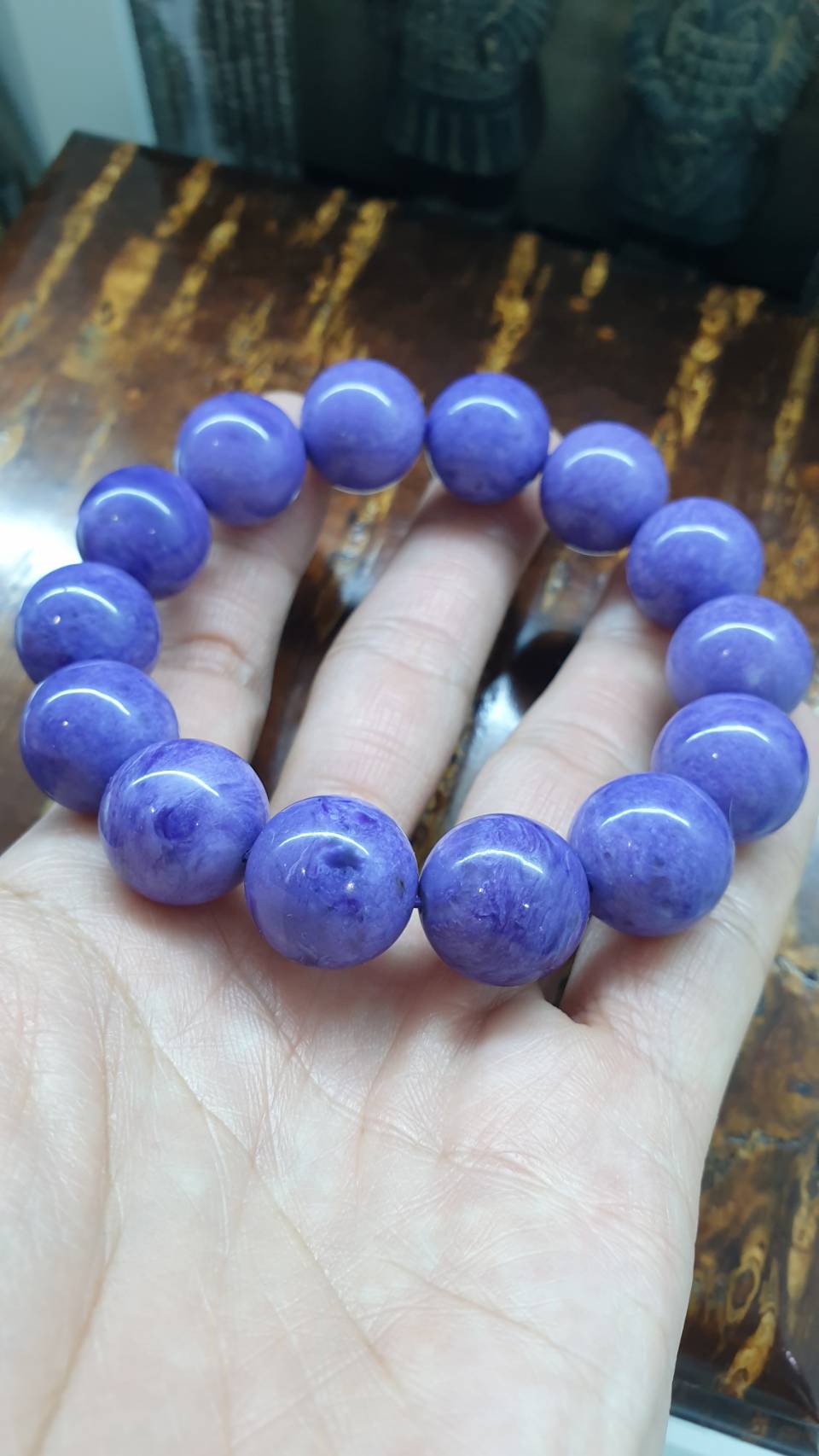 Charoite Bracelet (18 cm) | Natural Stone Beads | His or Hers Statement Wrist Accessory