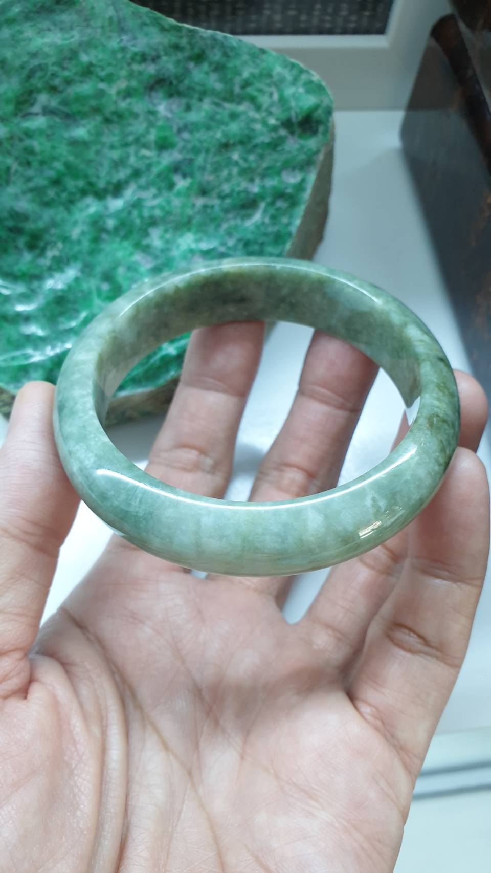 Jade Everyday Bangle S59 Velvet Green Type A Myanmar Jadeite