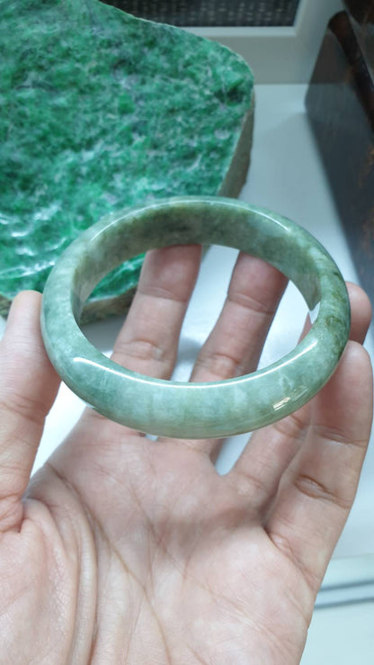 Jade Everyday Bangle S59 Velvet Green Type A Myanmar Jadeite