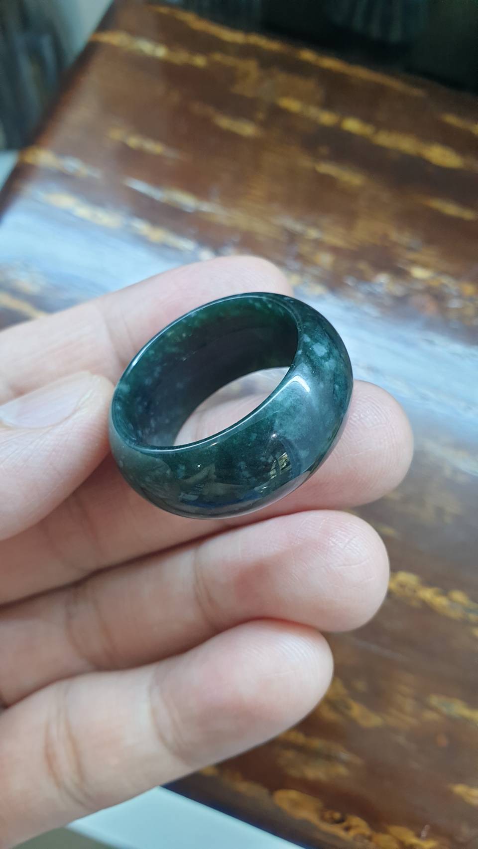 Gent's Style - Deep Blue Jade Ring (14.5 US) | Type A Natural Jadeite