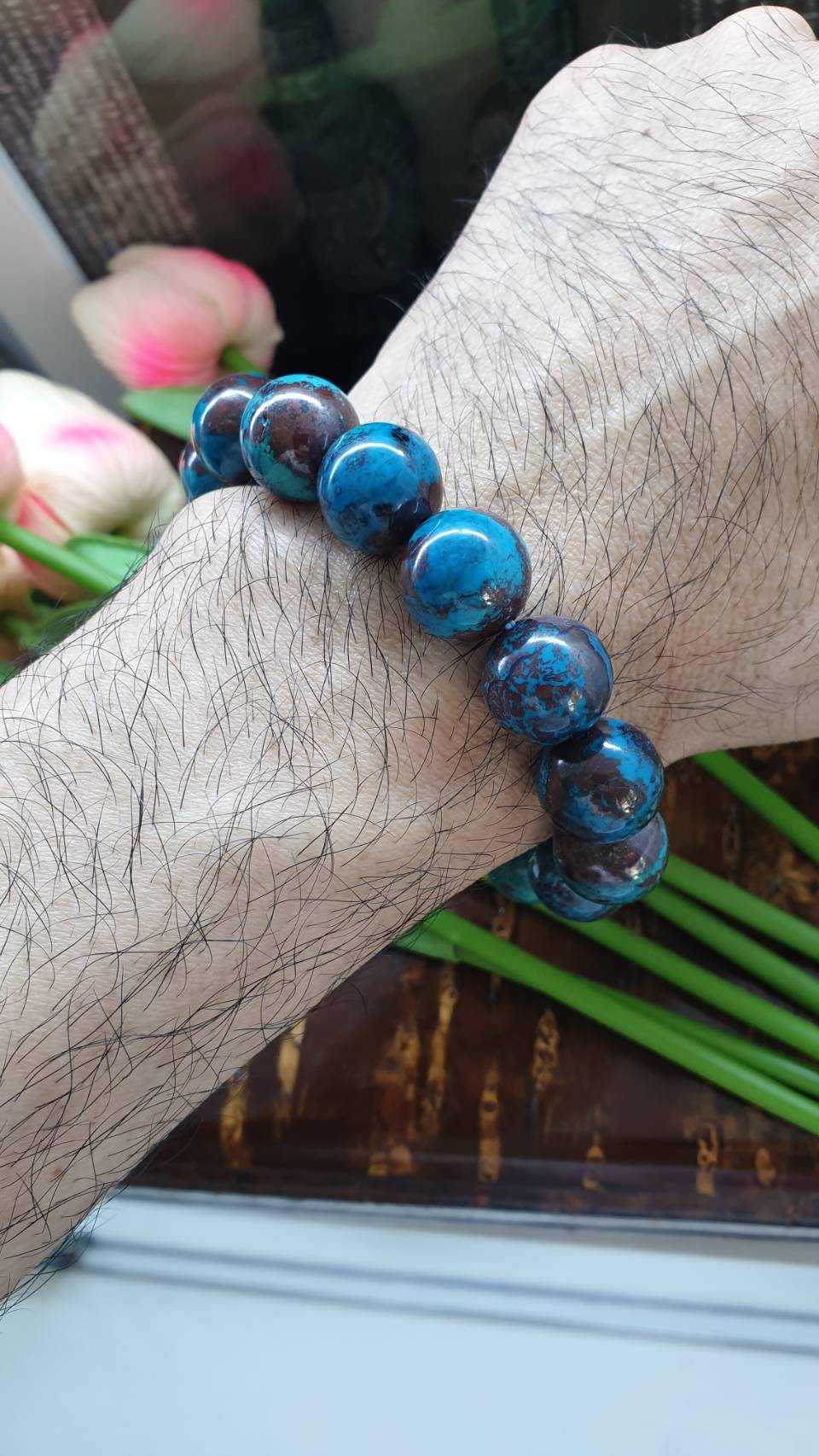 Chrysocolla Bracelet (17 cm) | Natural Stone Beads | His or Hers Wristcandy