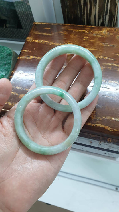 Natural Jadeite Bangles, Lavender Green Size 53 and 55.5 - Type A Natural Myanmar Jade